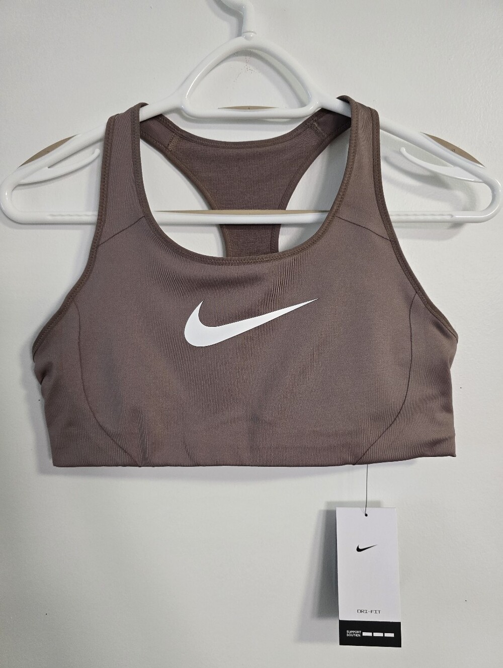 Nike Dri-FIT Racerback Sports Bra Brown Taupe Smoosh Size L